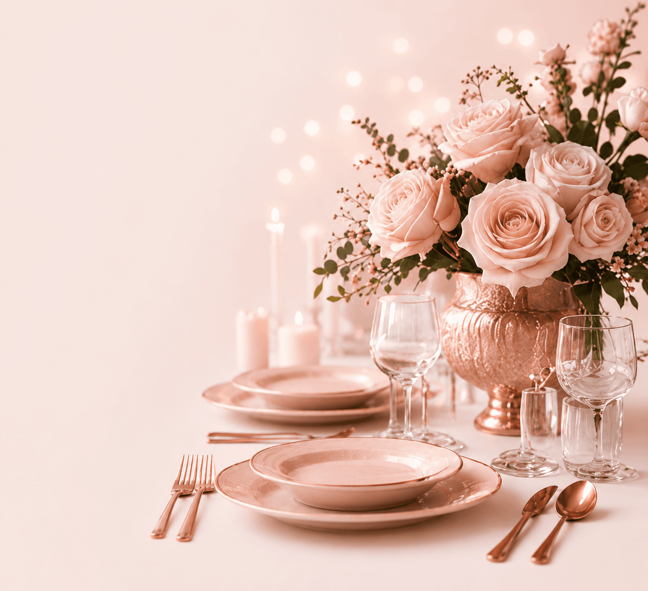 Rose gold table setting